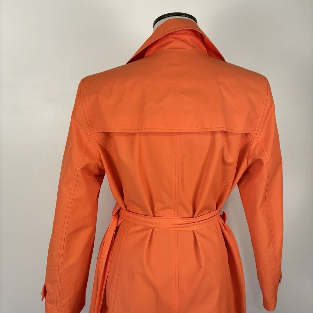 VTG Talbots Orange Trench Coat Jacket Rain Coat Womens Size 10P Lined Belt - Picture 8 of 13